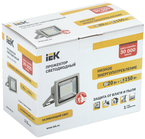 Прожектор светодиодный СДО 05-20 SMD IP65 серый IEK