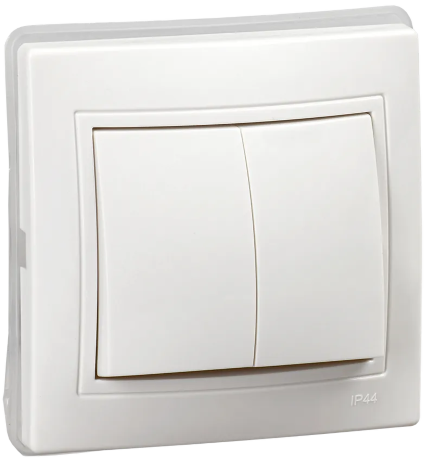 KVARTA Выключатель 2-клавишный ВС10-2-0-КБ-44 10А IP44 белый IEK