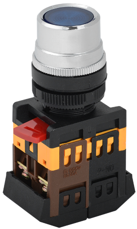 Кнопка ABLF-22 синий d=22мм неон/240В1з+1р IEK