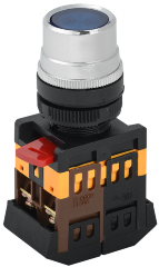 Кнопка ABLF-22 синий d=22мм неон/240В1з+1р IEK