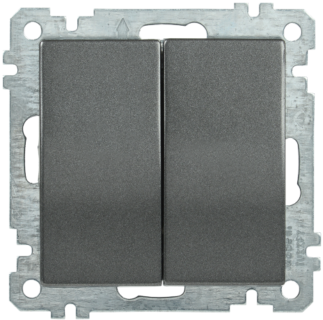 Выключатель 2-клавишный ВС10-2-0-Б 10А BOLERO антрацит IEK