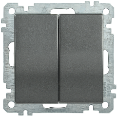 Выключатель 2-клавишный ВС10-2-0-Б 10А BOLERO антрацит IEK