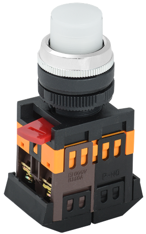 Кнопка ABLFP-22 белый d=22мм неон/240В 1з+1р IEK