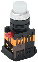 Кнопка ABLFP-22 белый d=22мм неон/240В 1з+1р IEK