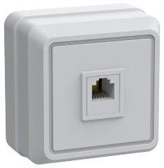 Розетка 1-местная для открытой установки телефонная РТ20-ОБ ОКТАВА белый IEK
