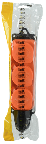 Розетка (колодка) 3-местная РБ33-1-0м с защитными крышками IP44 ОМЕГА оранжевая IEK