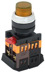 Кнопка ABLFP-22 желтый d=22мм неон/240В 1з+1р IEK