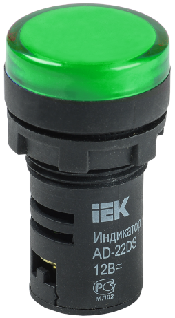 Лампа AD22DS(LED)матрица d=22мм зеленый 24В AC/DC IEK