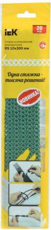 Стяжка универсальная многоразовая RS 10х300мм зеленая (20шт/упак) IEK