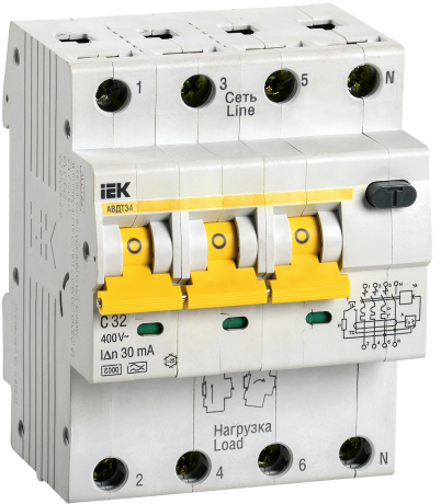 Автоматический выключатель дифференциального тока АВДТ34 C32 30мА IEK