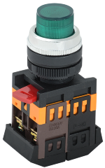 Кнопка ABLFP-22 зеленый d=22мм неон/240В 1з+1р IEK