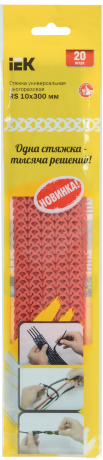 Стяжка универсальная многоразовая RS 10х300мм красная (20шт/упак) IEK