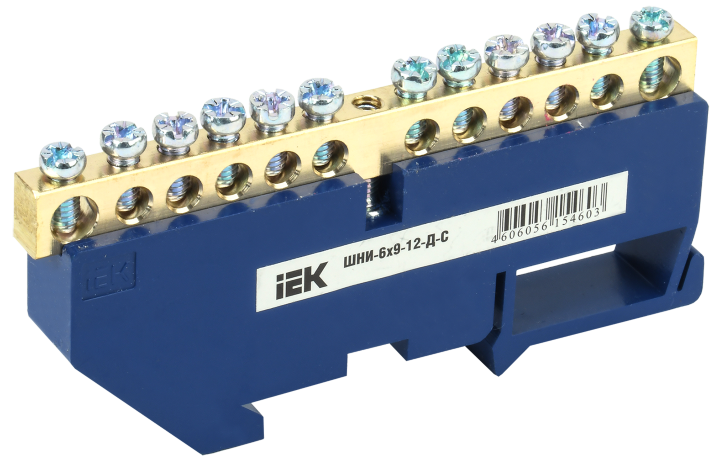 Шина N "ноль" на DIN-изоляторе ШНИ-6х9-12-Д-С IEK