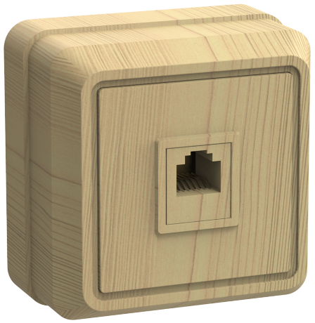 Розетка 1-местная для открытой установки телефонная РТ20-ОС ОКТАВА сосна IEK