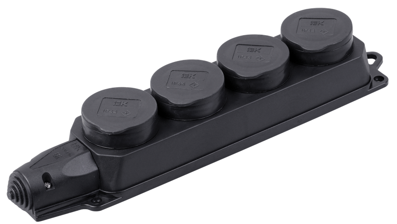 Розетка (колодка) 4-местная РБ34-1-0м с защитными крышками IP44 ОМЕГА IEK