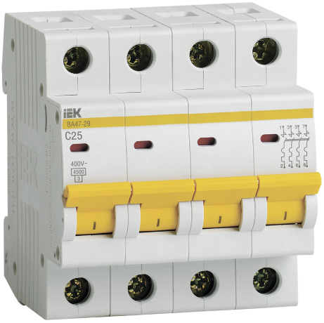 Выключатель автоматический ВА47-29 4Р 25А 4,5кА С IEK