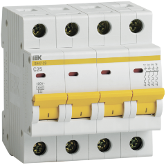 Выключатель автоматический ВА47-29 4Р 25А 4,5кА С IEK