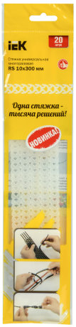 Стяжка универсальная многоразовая RS 10х300мм прозрачная (20шт/упак) IEK