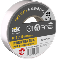 Изолента 0,15х19мм белая 25м IEK