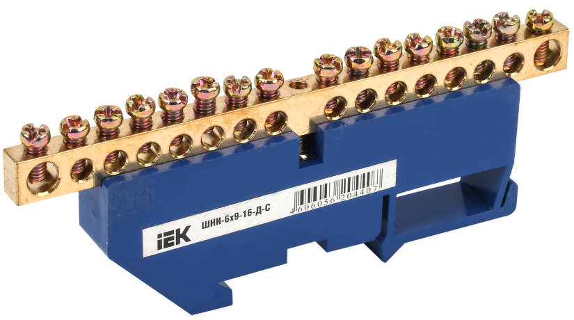 Шина N "ноль" на DIN-изоляторе ШНИ-6х9-16-Д-С IEK