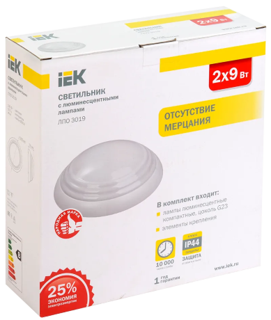 Светильник ЛПО3019 2x9Вт 230В G23 IP44 IEK