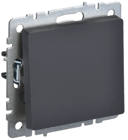 BRITE Выключатель 1-клавишный проходной 10А ВС10-1-6-БрГ графит IEK