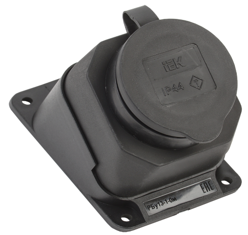 Розетка настенная угловая РБу13-1-0м с защитной крышкой IP44 ОМЕГА IEK