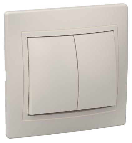 Выключатель 2-клавишный ВС10-2-0-ККм 10А КВАРТА кремовый IEK