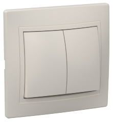 Выключатель 2-клавишный ВС10-2-0-ККм 10А КВАРТА кремовый IEK