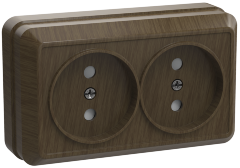 Розетка 2-местная для открытой установки РС22-2-ОД без заземляющего контакта 10А ОКТАВА дуб IEK