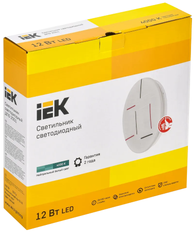 Светильник светодиодный ДПБ 2001 12Вт IP20 4000K круг белый IEK