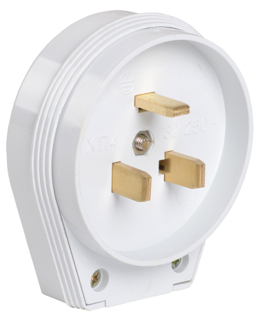 Вилка разборная для плиты ВПпл10-01-Ст с заземляющим контактом 32А белая IEK