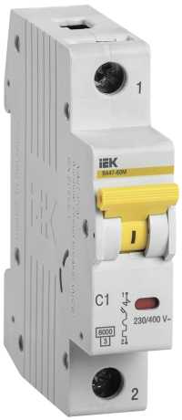 Выключатель автоматический ВА47-60M 1Р 1А 6кА С IEK