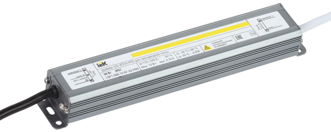 Драйвер LED ИПСН-PRO 50Вт 12В блок-шнуры IP67 IEK