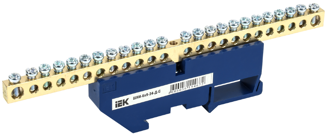 Шина N "ноль" на DIN-изоляторе ШНИ-6х9-24-Д-С IEK
