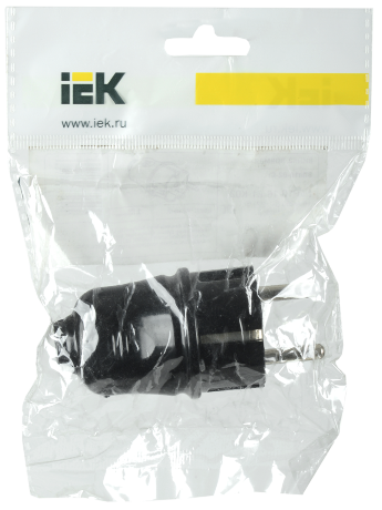 Вилка разборная прямая ВПп10-02-Ст с заземляющим контактом 16А черная IEK