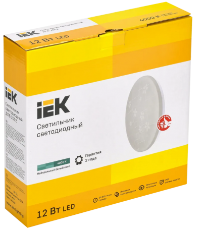 Светильник светодиодный ДПБ 2002 12Вт IP20 4000К круг белый IEK