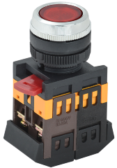 Кнопка ABLFS-22 красный d=22мм неон/240В 1з+1р IEK