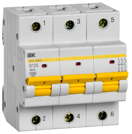 Выключатель автоматический ВА47-100МА без теплового расцепителя 3P 125А 10кА D IEK