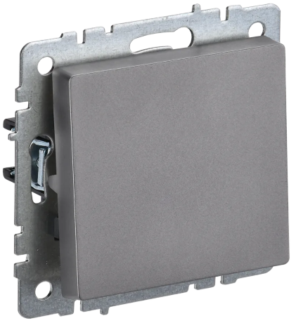 BRITE Выключатель 1-клавишный проходной 10А ВС10-1-6-БрС сталь IEK