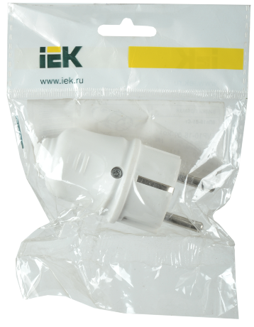 Вилка разборная прямая ВПп10-01-Ст с заземляющим контактом 16А белая IEK