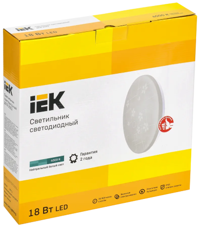 Светильник светодиодный ДПБ 2002 18Вт IP20 4000K круг белый IEK