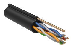 Кабель витая пара F/UTP кат.5E 100МГц 4 пары LDPE OUTDOOR трос 1,2мм 1м черный GENERICA