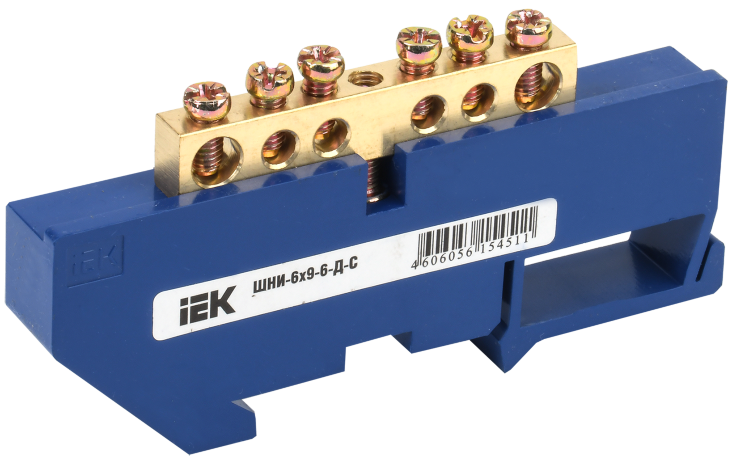 Шина N "ноль" на DIN-изоляторе ШНИ-6х9-6-Д-С IEK