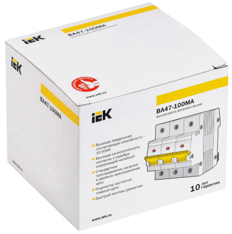 Выключатель автоматический ВА47-100МА без теплового расцепителя 3P 25А 10кА D IEK