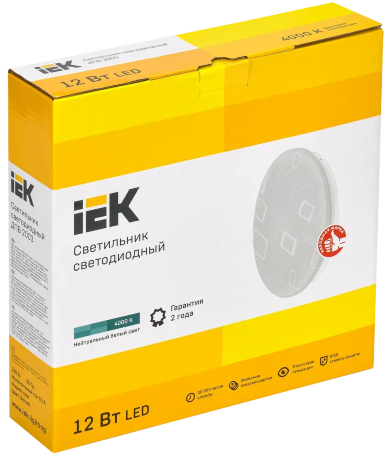 Светильник светодиодный ДПБ 2003 12Вт IP20 4000К круг белый IEK