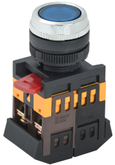 Кнопка ABLFS-22 синий d=22мм неон/240В 1з+1р IEK