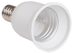 Переходник Е14-Е27 ПР14-27-К02 пластик белый (индивидуальный пакет) IEK