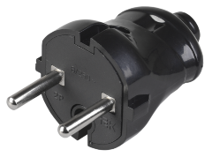 Вилка разборная прямая ВПп20-02-Ст без заземляющего контакта 6А черная IEK