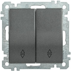 Выключатель 2-клавишный проходной ВС10-2-2-Б 10А BOLERO антрацит IEK